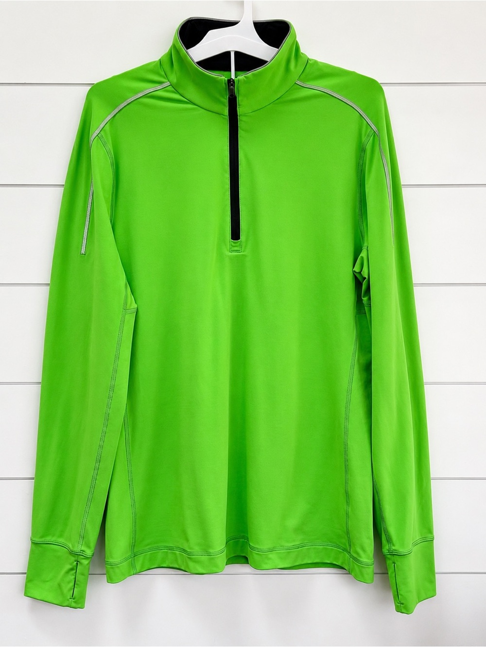 Lululemon Mens Vintage Rare Run Half Zip Pullover Neon Green Reflective L